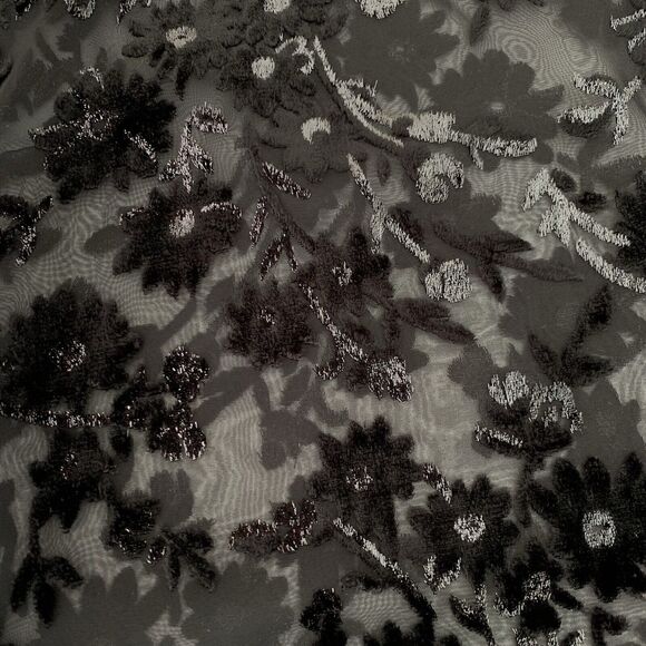 VTG Virgo Top Women 16 Black Velvet Burnout Sheer Sparkle Button Whimsygoth Goth - Picture 5 of 9